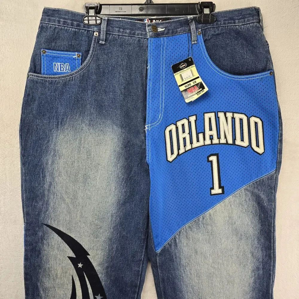 NWT NBA UNK Jeans 38x33 Tracy Mcgrady Orlando Magic Baggy Denim Y2K Vintage 90s
